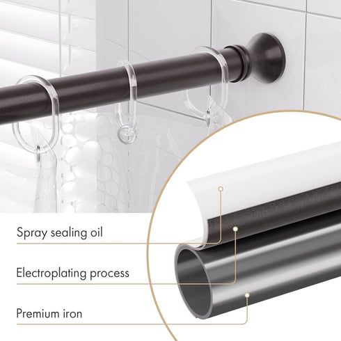 Amazer Spring Tension Shower Curtain Rod, 26-42 Inches Rust-Resistance Tension Curtain Rod Bathroom Rod, Adjustable Shower Curtain Rod No Drill, B...