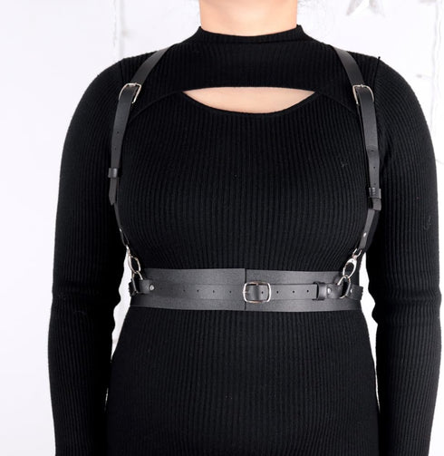 50.5IN Plus Size Belt Leather Harness Belt Adjustable Body Harness...