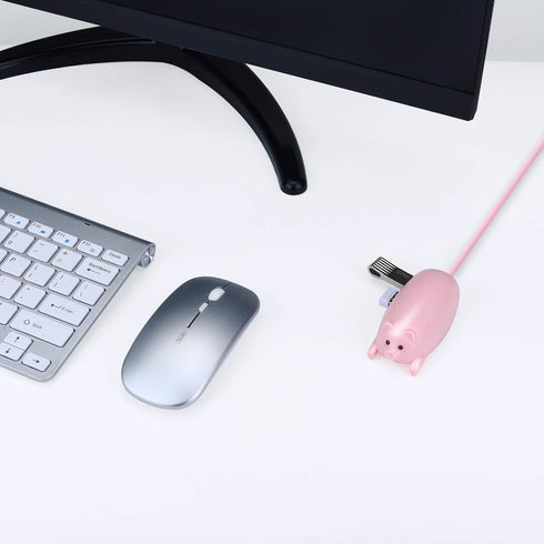 Pink Pig USB Hub, 3-Port Cute USB Hub with 3 Piglet Decoration Lids, Perfect Pig Stuff & Gifts for Pig Lovers, USB Splitter for Hard Drives, Mouse...
