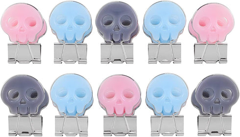 Skull Shape Medium Paper Clips, Binder Clips, Easy Grip, Assorted Color, School Office Supplies, 10 Pcs/Set...