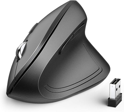 iClever Ergonomic Mouse, WM101 Wireless Vertical Mouse 6 Buttons with Adjustable DPI 1000/1600/2000/2400 Comfortable 2.4G Optical Ergo Mouse for L...