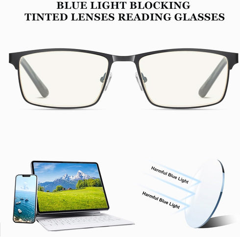 EYECEDAR 5-Pack Reading Glasses for Men Metal Frame Spring Hinges with Computer Readers 2.50...