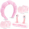 VELSCRUN 6 Pcs Pink Puffy Sponge Spa Headband Snail Cartoon Wristband Set, Spa Headbands for Wash Face, Makeup Headband, Facial Skincare Headbands...