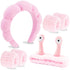 VELSCRUN 6 Pcs Pink Puffy Sponge Spa Headband Snail Cartoon Wristband Set, Spa Headbands for Wash Face, Makeup Headband, Facial Skincare Headbands...
