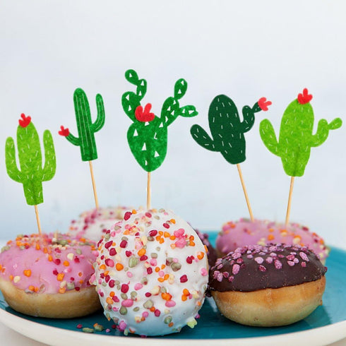 Cactus Cupcake Toppers Summer Hawaii Theme Party Favors Cupcake Picks for Fruit Cake Decorations Fiesta West Tropical Cacti Birthday Party Supplie...
