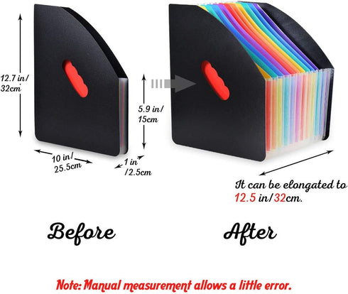 Lemical Desktop Expanding File Holder 13 Rainbow Pockets Portable File Folder A4 File Organizer Self Standing Accordion Document Storage Box High ...