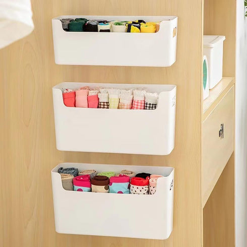 2 Pack Cabinet Organizer Storage, Adhesive Over Cabinet Door Organizer, No Drilling Space Saver Plastic Storage Containers Multi-Use for Kitchen B...