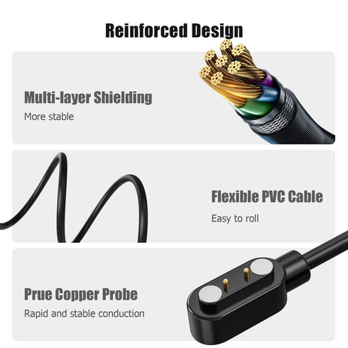 Smartwatch Charger Cable Magnetic Universal USB Charging Cable 2.84mm 2-Pin Devices......