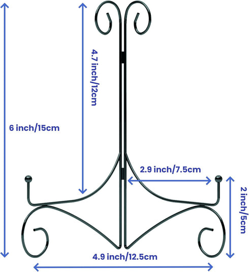 Plate Stand for Display with Hinged Folding Design, 6 Inch Picture Stands for Tables, Small Easels for Displaying Book, Art Piece, Photo and Platt...