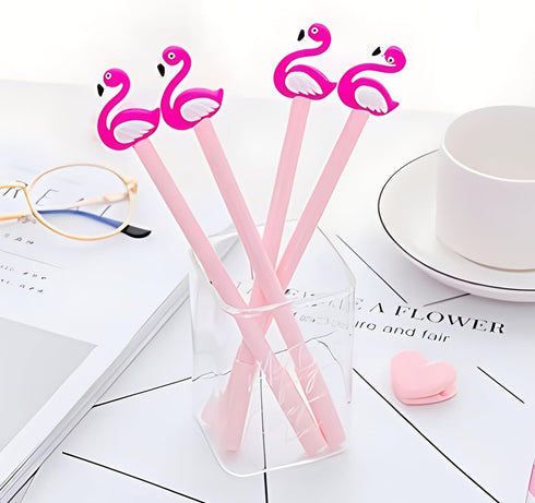 12Pcs/Bulk Cute Pens Aesthetic Kawaii Pink Flamingo Gel Ink Pen, Novelty Animal Cool Rollerball Fancy Writing Stationery School Office Supply for ...