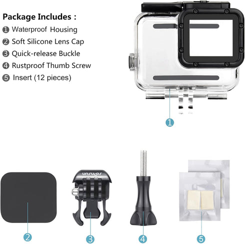 SOONSUN Waterproof Housing Case for GoPro Hero 7/6/5 Black Hero (2018), 45 Meters Underwater Protective Diving Housing Shell Case with Bracket Acc...