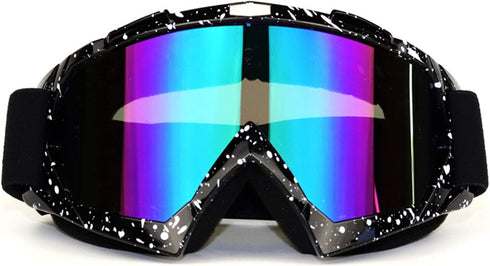 Motorcycle Goggles for Dirt Bike, Motocross, ATV, Off Road, Ski - Fit Over Glasses for Men, Women, Youth, Adult - Black White...