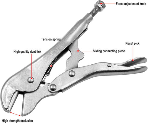 ViaGasaFamido Locking Pliers Curved Jaw Locking Pliers Wire Cutter Pinch Off Lock Tool Copper Pipe Sealing Pliers with Tension Spring 7mm 45# Stee...
