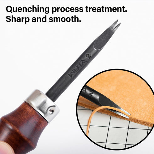 WUTA Leather Edge Beveler,High Carbon Steel Edge Skiving,Leather Wood Handle Leather Tools,Leather Craft Keen Edge Cutting Tool for Beveling,Size ...