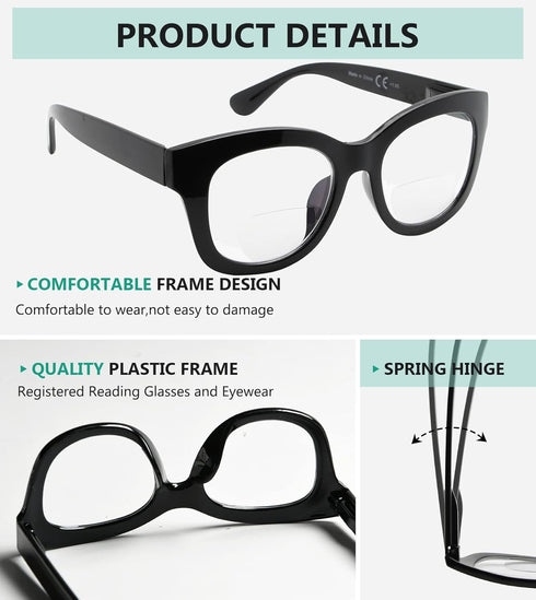 Eyekepper 4-Pack Large Frame Bifocal Reading Glasses Women Bifocal Readers +2.50...
