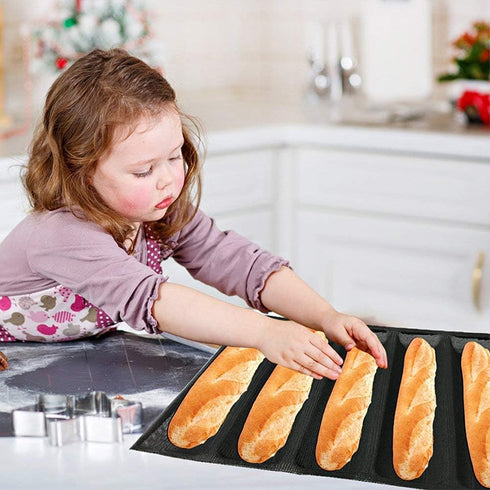 Silicone Bread Mold 5 Loaf Baking Mould Flexible Reusable Forms Shapes Non Stick Perforated...