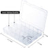 iBune 18 Grids Large Plastic Compartment Container, Bead Storage Organizer Box Case with Adjustable Removable Dividers for Jewelry Craft Tackles T...