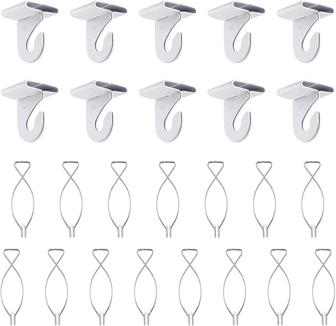 25 Pair Suspended Aluminum Drop Ceiling Hooks, Metal T-Bar Track Clip, White Heavy Duty Ceiling Hooks, Drop Ceiling Clips Hanger Kit for Home Clas...