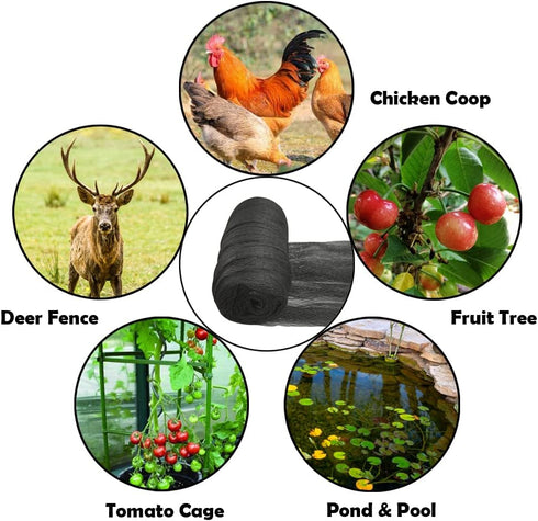 Bird Netting for Garden 10x10Ft,3/8" Mesh Garden Netting,Heavy Duty Deer Netting,Protect Vegetable Plants and Fruit Trees,Garden Mesh Fence for Bl...