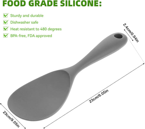 2Pcs Silicone Rice Paddle Spoon Rice Non Stick Rice Scooper Rice Spatula Heat Resistant Kitchen Serving Rice Spoon Paddle Large Rice Cooker Spoon ...