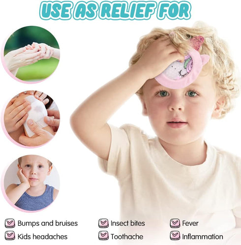 Hilph Kids Ice Packs for Boo Boos, Reusable Cold Packs with Sleeves for Kids Injuries, Toddler Animal Ice Packs Hot Cold Therapy for Kids Bumps, S...