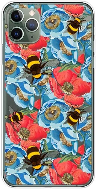 Blingy's for iPhone 11 Pro Case (5.8 inch), Women Girls Fashionable Floral Bee Pattern Cute Flower Style Transparent Soft TPU Protective Clear Cas...
