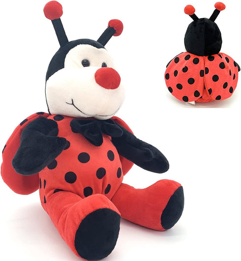 Big Size Ladybug Stuffed Animal Plush Ladybird Beetle Soft Insect Cuddly Lady Bug Toy with Red Wings and Black Bow, Bee Friend ,Great Present for ...