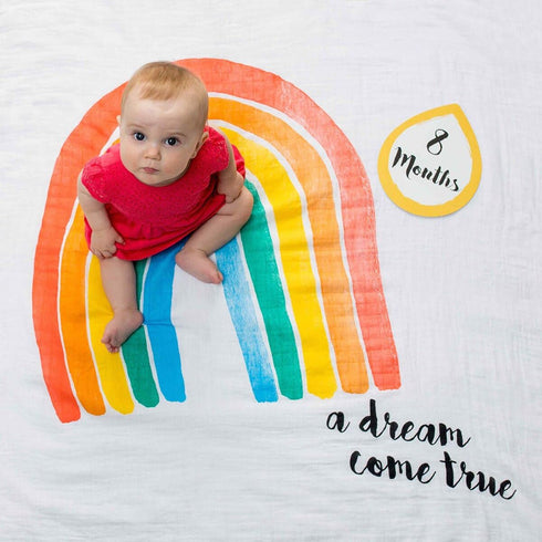 lulujo Baby First Year Milestone Blanket and Cards Set, A Dream Come True...