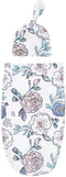 Baby Cocoon Swaddle Blanket Newborn Girl Swaddle and Headband Set Purple Soft Stretchy Flowers Floral Print Wrap Shower Gift (Flowers)...