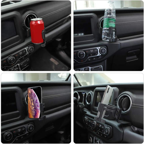 Savadicar JL & JT Multi-Function Drink Cup Phone Holder, 2 in 1 Bolt-on Stand Bracket Organizer, Cellphone Mount for 2018-2023 Jeep Wrangler JL JL...