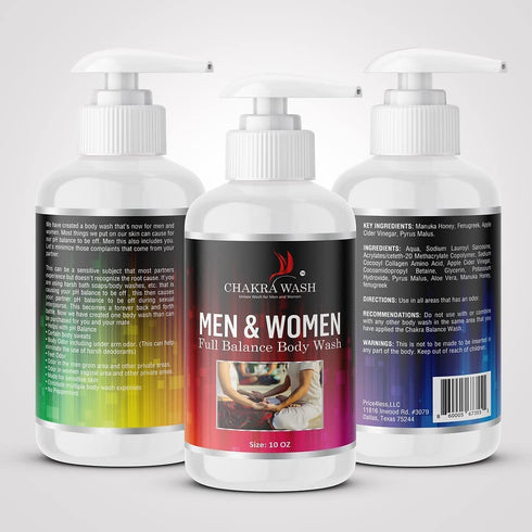 Chakra Men & Women Body Wash || Unisex Multi-Purpose Body ||Paraban Free, Dye Free with Natural Exfoliating Organic Ingredients, No Scent...
