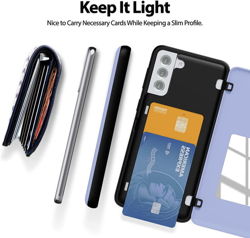 GOOSPERY for Galaxy S21 Plus 6.7"(2021) Card Holder Wallet Case, Easy Magnetic Door Closure Protective Dual Layer Bumper Sturdy Phone Back Cover w...