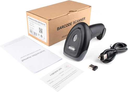 Wireless Barcode Scanner 1D QR Scanner Wireless Handheld Laser Bar Code Reader 3-in-1 with Bluetooth & 2.4G Wireless & USB Wired Works with iPad, ...