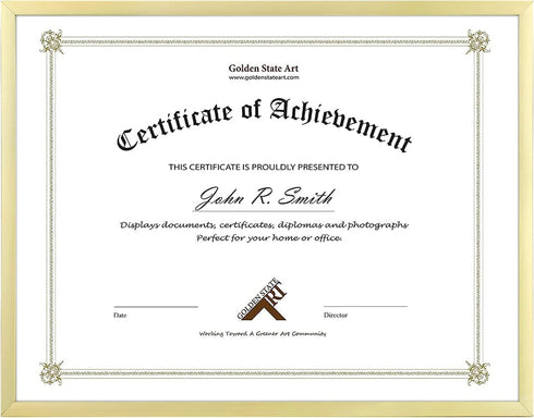 Golden State Art, 8.5x11 Picture Frame Certificate Document Frames with High Definition Real Glass, Wall & Tabletop Degree Frame for 8.5 x 11 Dipl...