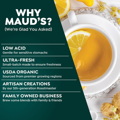 Maud's Organic Passion Green Tea Pods, 24 ct, Recyclable Single Serve Tea Pods – 100% Gourmet Blended Tea Leaves, Compatible with Keurig K Cups Ma...