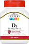 21st Century D3 400 IU Tablets, 100 Count...