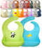 2-Pack Waterproof Silicone Baby Bib Lightweight Comfortable Easy-Wipe Clean (Green/Blue, Small)...