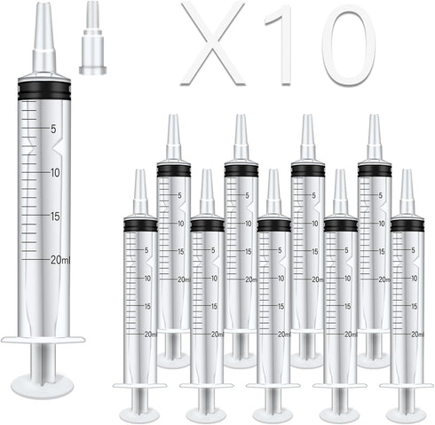 10pack 20ml Plastic Syringes with Measurement for Feeding Pets ,Liquid Scientific Labs,Watering,Dispensing Lip-gloss, without Needle with Cap...