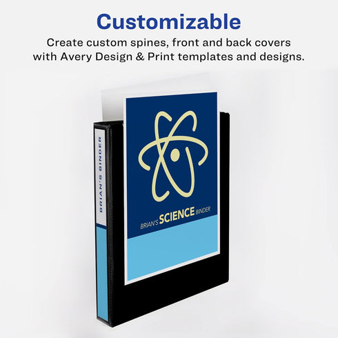 Avery Heavy-Duty Nonstick View 3 Ring Binder, 1/2 inch Slant Rings, 135-Sheet Capacity, Black (05233)...