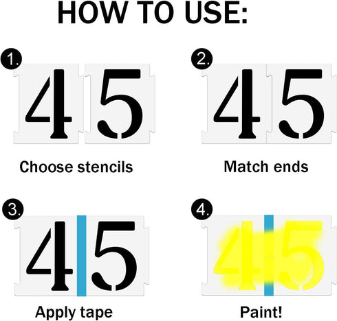 6 Inch Curb Stencil Kit 0-9 Address Number Stencil, 20Pcs Reusable 14 Mil Mylar Plastic Numbers Stencils for Painting on Road, Wall, Wood, Mailbox...