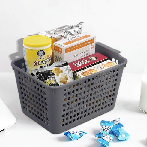 Sandmovie Gray Plastic Storage Baskets, 6 Packs...