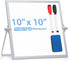 ARCOBIS Small WhiteBoard with Stand 10" X 10", Magnetic Double-Sided Dry Erase White Board Easel for Desk Students Home Office...
