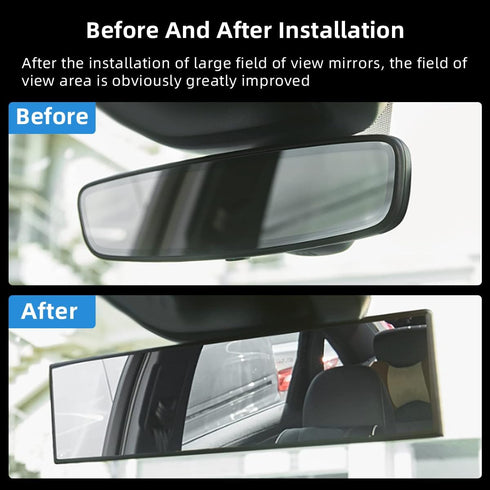 Car Rear View Mirror, Anti Glare Wide Angle Auto Inside Rearview Mirror, 12.2'' Panoramic Convex Rearview Mirror Mounted on Windshield, Universal ...