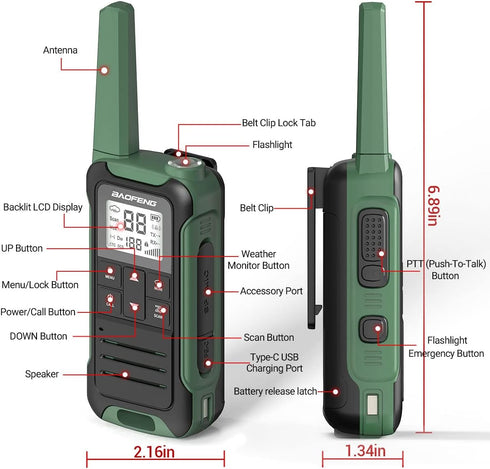 Baofeng Walkie Talkies Long Range Walkie Talkie for Adults FRS walkie-Talkie Hiking Accessories Camping Gear Toys 2 Way Radio for Kids with Flashl...