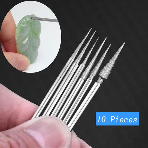 10 Pcs Diamond Burr - 3/32'' Shank Cone Shape Diamond Burs Stone Carving Bits for Rotary Tools includes Dremel (D Type)...