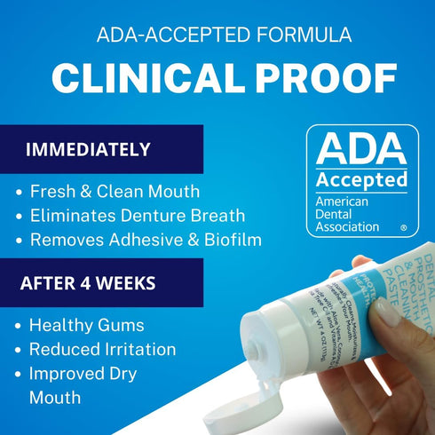 Dr. B Dental Solutions Cleanadent Denture and Gum Toothpaste, ADA Accepted All-Natural Denture Toothpaste for Adults - Removes Odors, Stains and A...