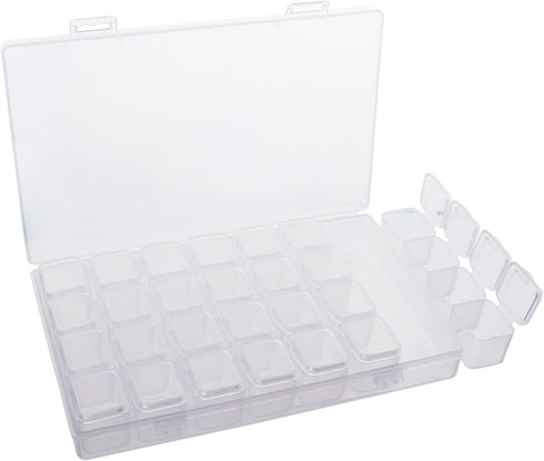Gem Organizer, Segbeauty Clear Bead Container 28 Compartments with Secure Lids, Removable Tiny Jewelry Storage Box, Transparent Jewelry Organizer ...