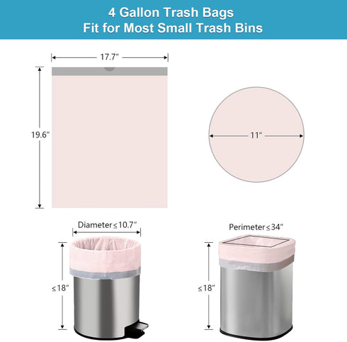 Small Trash Bags 4 Gallon Drawstring Unscented Mini Garbage Bags Trash Can Liners for Office Bedroom Bathroom Thickened Set of 3 Colour. 45 Count?...