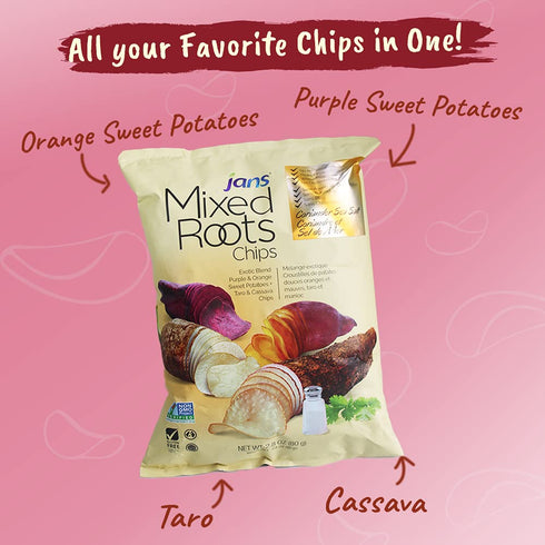 Mixed Roots Chips - All Natural Vegetable Chips (Coriander Sea Salt, 2.8 oz) | Trans Fat & Cholesterol Free | Gluten Free & Non-GMO | No Preservat...