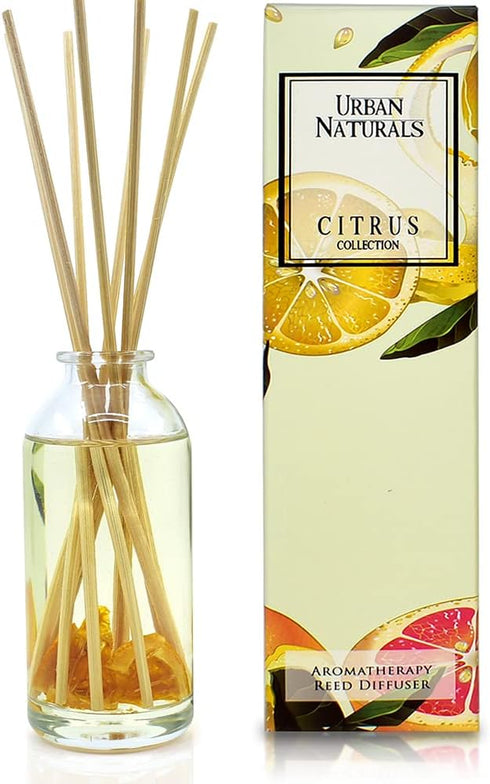 Urban Naturals Citrus Bliss Mandarin Orange & Grapefruit Essential Oil Reed Diffuser w/Real Orange! | Fresh Home Fragrance...